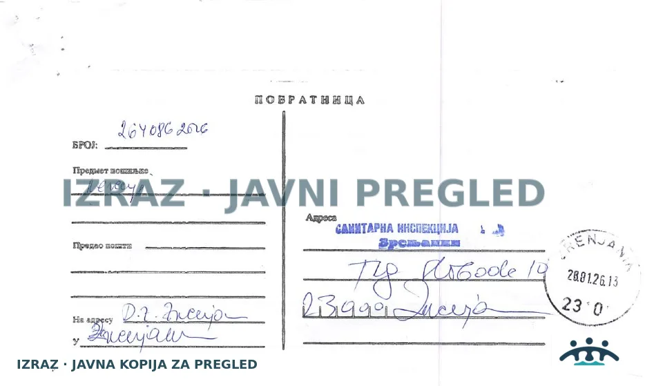 Zabrana vode za piće-Zdravstvena stanica KLEK-Pseudomonas aeruginosa 26.01.2026, strana 5