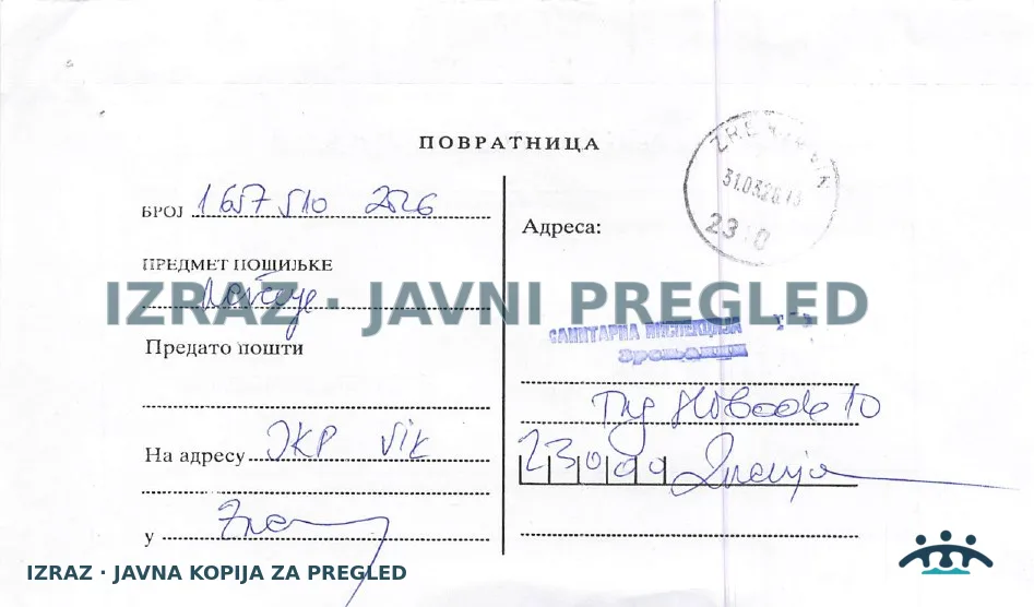 Zabrana vode za piće-Centralni vodovod LAZAREVO-Nitriti 27.03.2026, strana 3