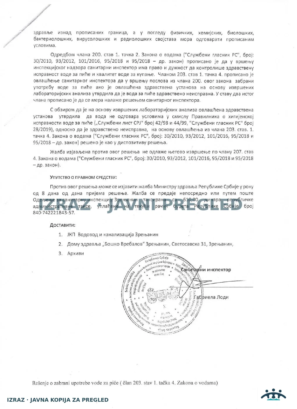 Zabrana vode za piće-Zdravstvena stanica KLEK-21.10.2025, strana 2