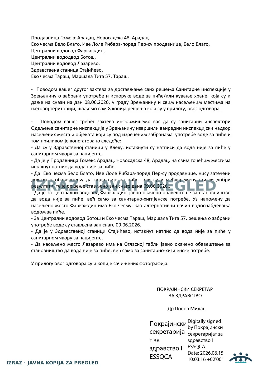 IZRAZ-Zahtev za informacijom PS-ODGOVOR 23.06.2026, strana 2