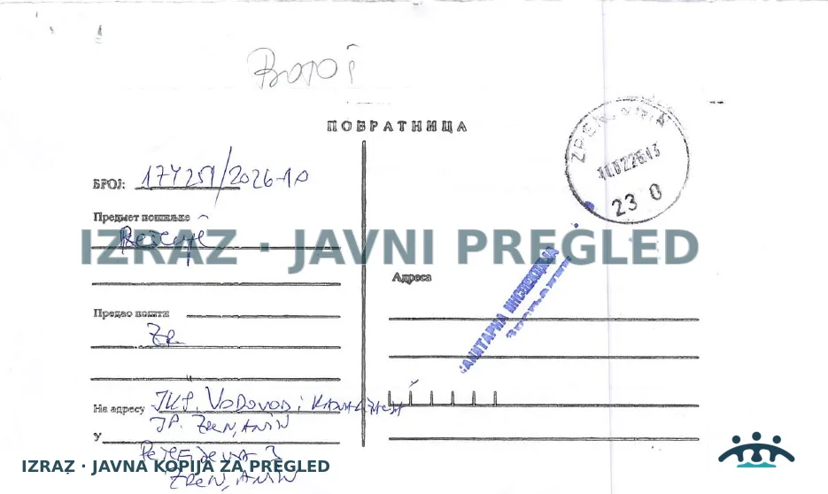 Zabrana vode za piće-Centralni cevovod BOTOS-Klostridije-Koliformne i AM bakterije 09.02.2026 VAN SNAGE 09.06.2026, strana 3
